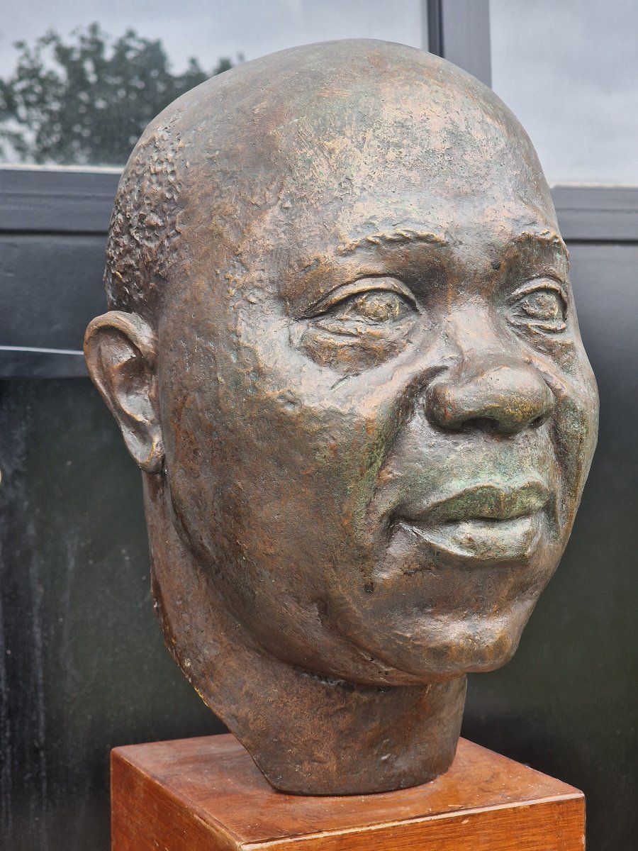 Buste en bronze d'un homme politique africain par Henri Collomb (1905-1983) Clémenti fondeur