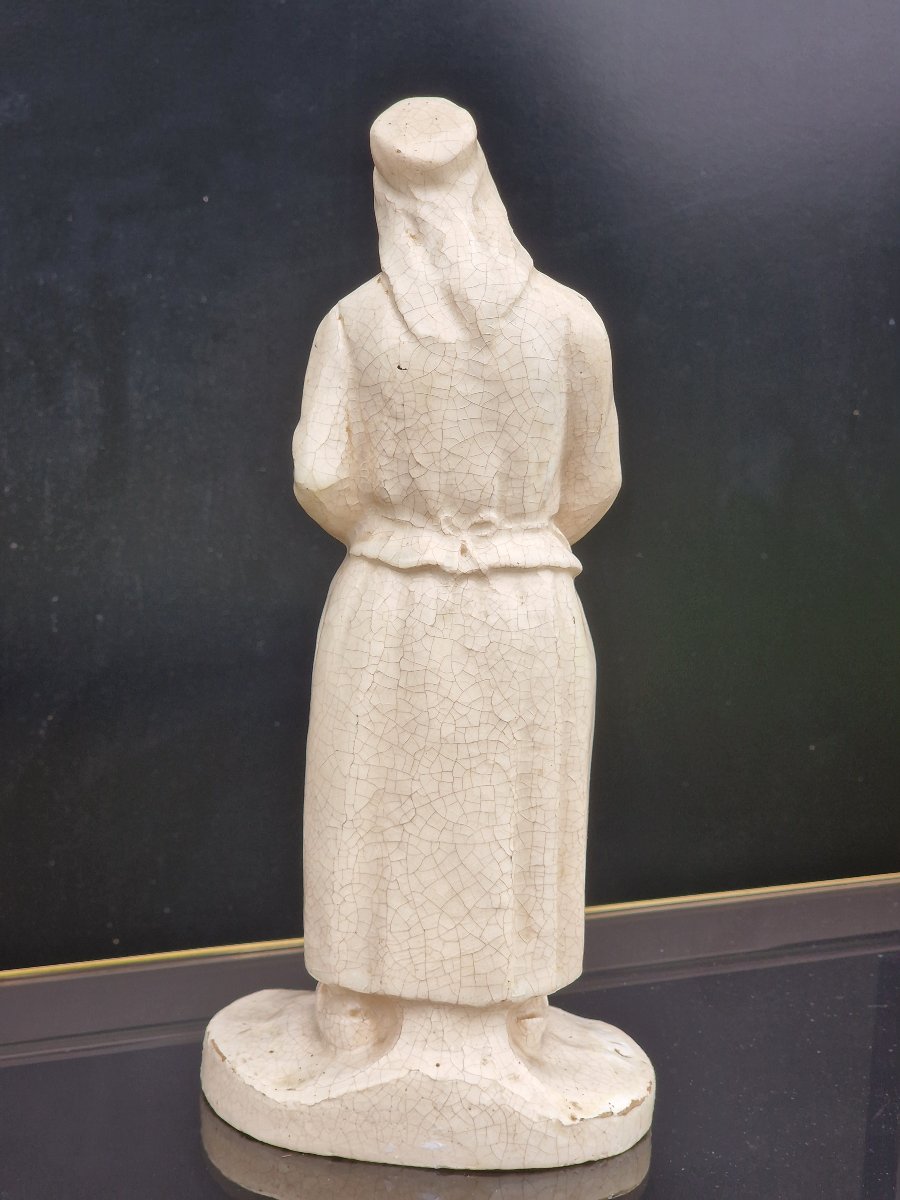 Crackled Ceramic Figurine Of A Peasant Woman With A Goose By Charles Virion (1865–1945)-photo-4