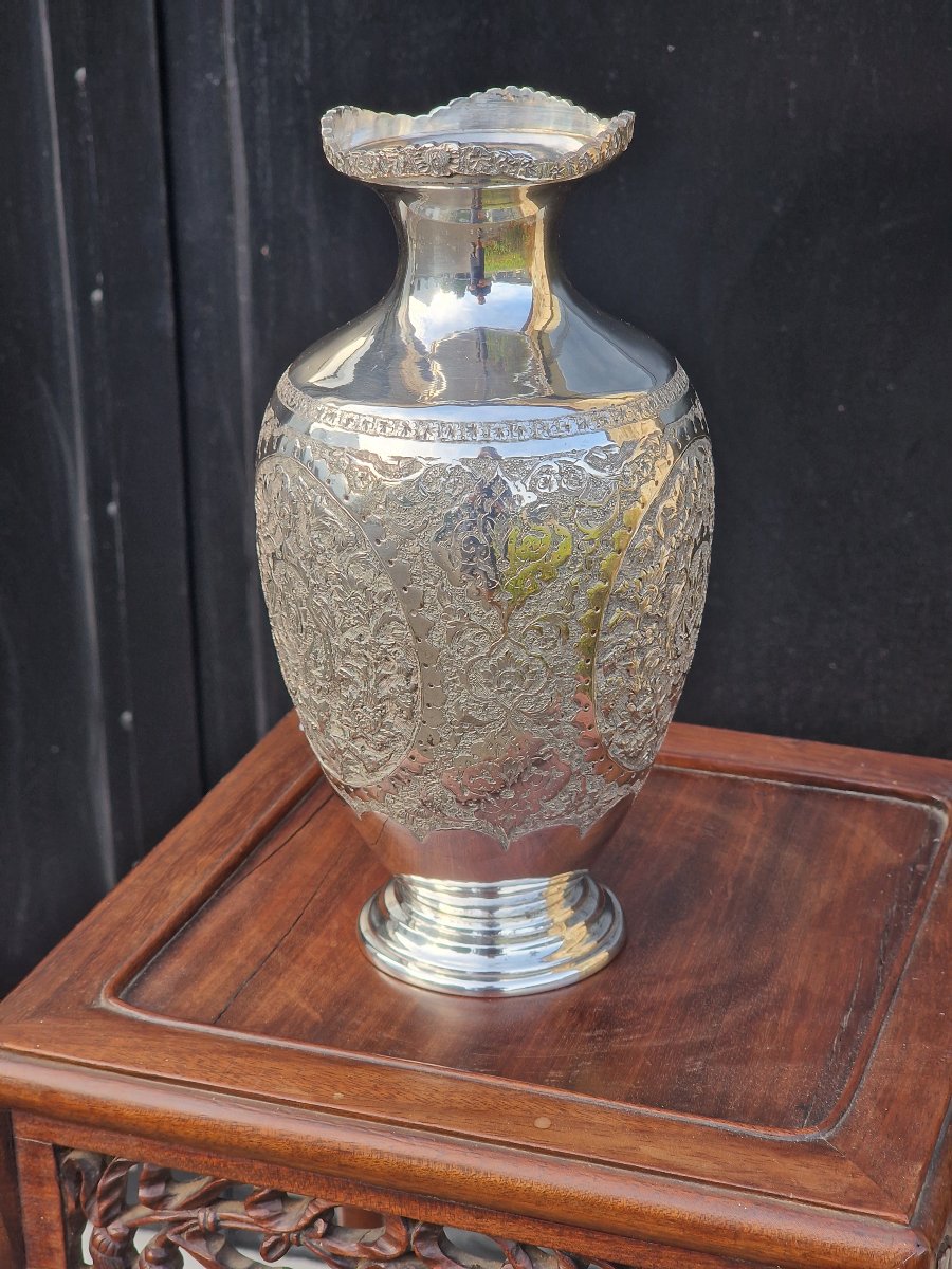 Vase balustre en argent massif Perse Iran zolotnik 84 -photo-2
