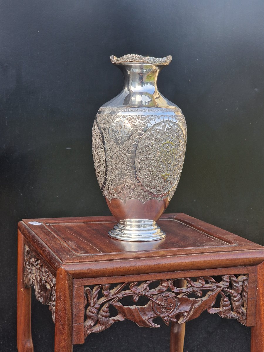 Vase balustre en argent massif Perse Iran zolotnik 84 -photo-3