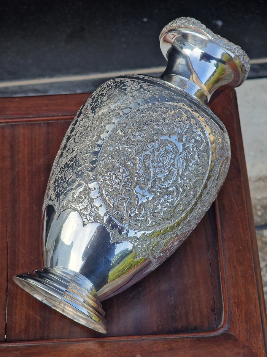 Vase balustre en argent massif Perse Iran zolotnik 84 -photo-3
