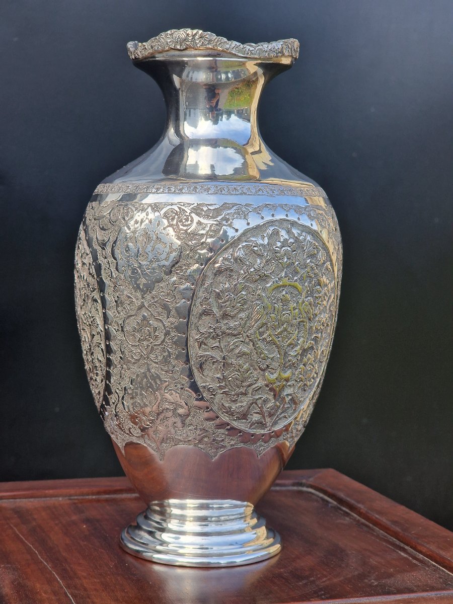 Vase balustre en argent massif Perse Iran zolotnik 84 