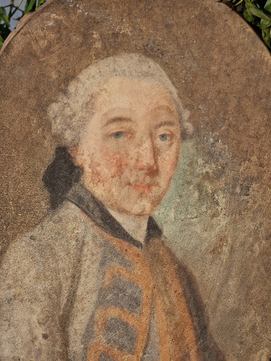 Portrait d'homme 18ème pastel sur velin gentilhomme de l'aristocratie bretonne-photo-4