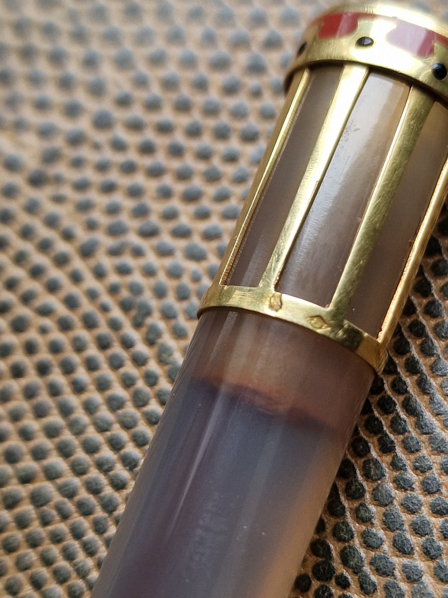 Fume cigarette art déco en agate et or massif emaillé Paris 1925  Coco Chanel-photo-3