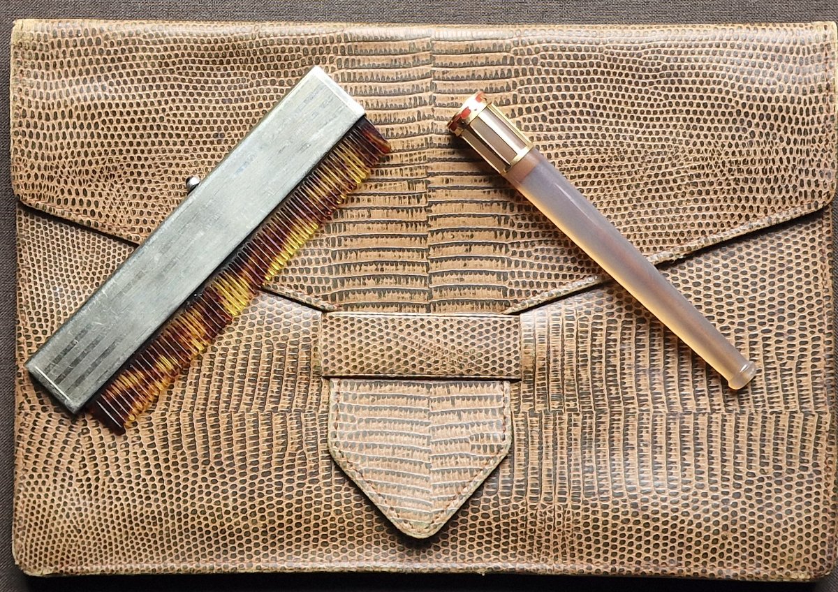 Pochette en lézard du maroquinier de luxe G.Desprez 191 rue Saint Honoré à Paris Coco Chanel-photo-6