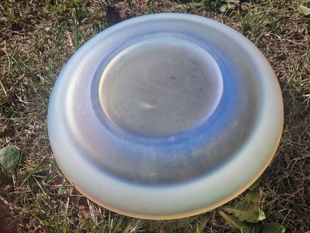 Boite bonbonnière en verre opalescent par André Hunebelle art déco 1930 modèle chrysanthème -photo-2
