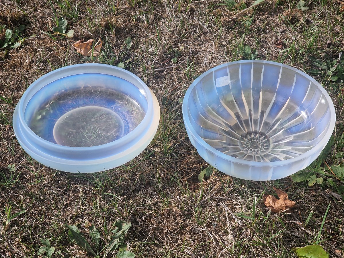 Boite bonbonnière en verre opalescent par André Hunebelle art déco 1930 modèle chrysanthème -photo-4