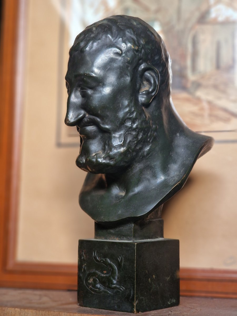 Bronze Bust Of King Francis I Of France By Paul Melin, In The Renaissance "salamander" Style-photo-3