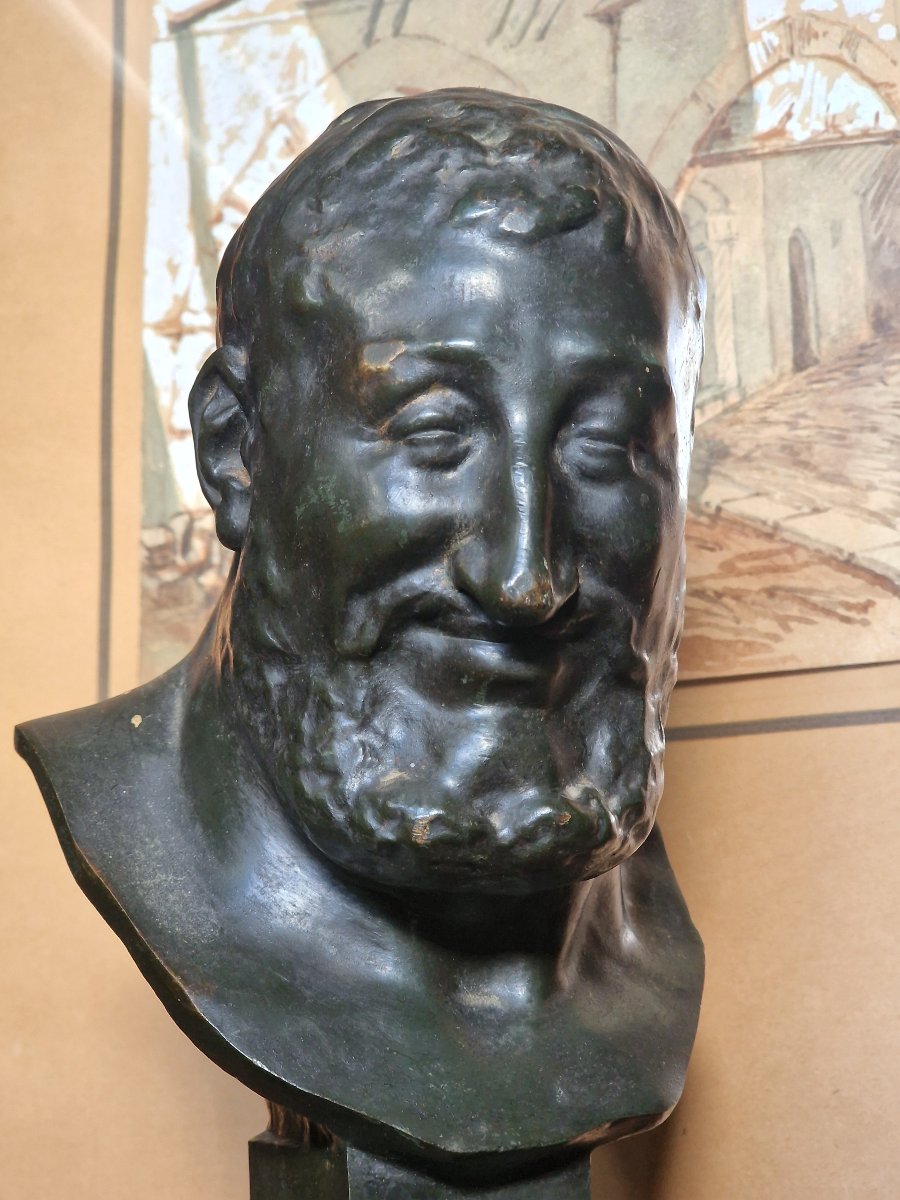 Bronze Bust Of King Francis I Of France By Paul Melin, In The Renaissance "salamander" Style