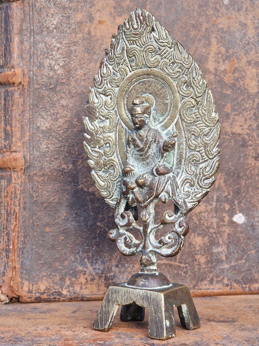 Statuette en bronze chinoise votive bouddhiste style de la dynastie Wei du nord  -photo-2