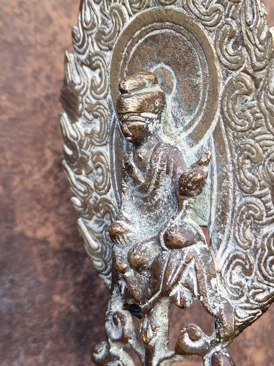 Statuette en bronze chinoise votive bouddhiste style de la dynastie Wei du nord  -photo-5