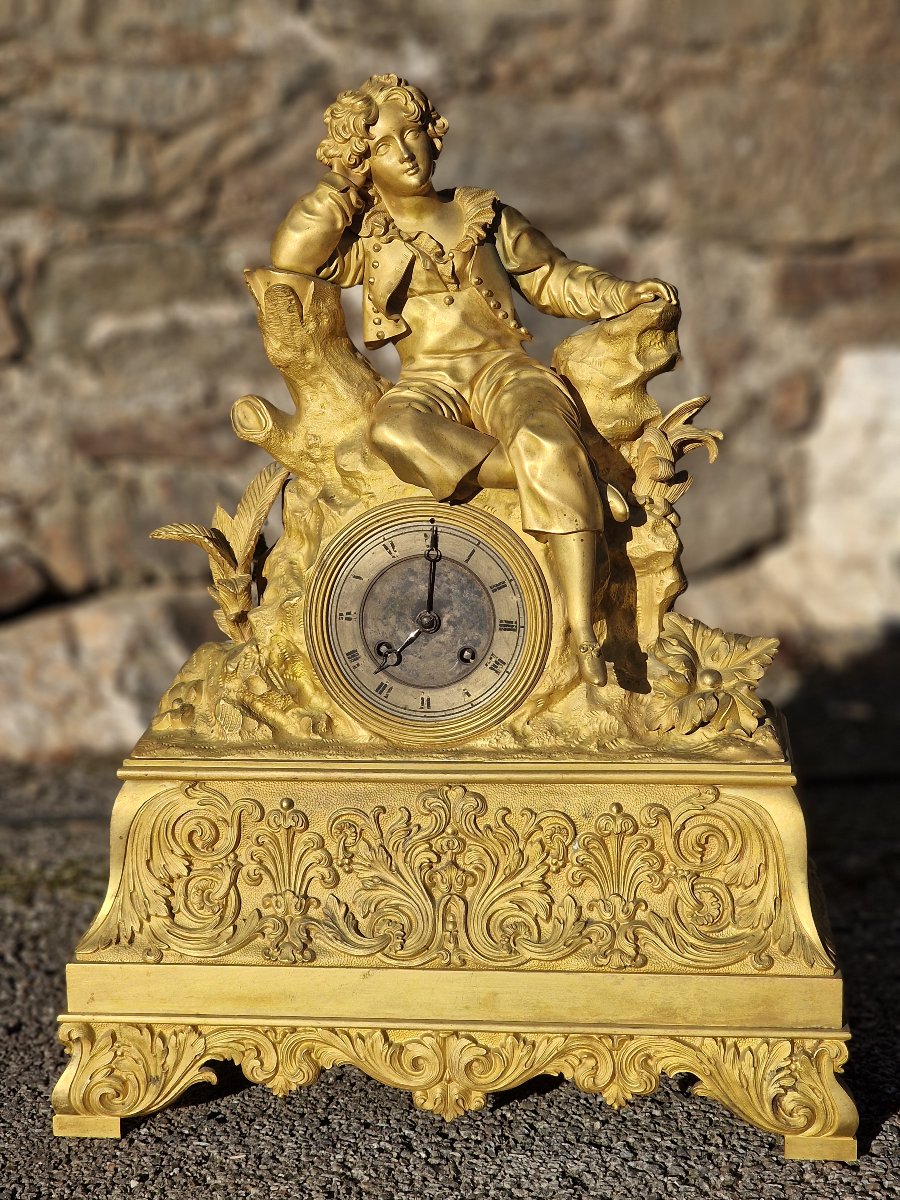 Gilded Bronze Charles X Paul And Virginie Clock In The Louis Philippe Romantic Style-photo-2