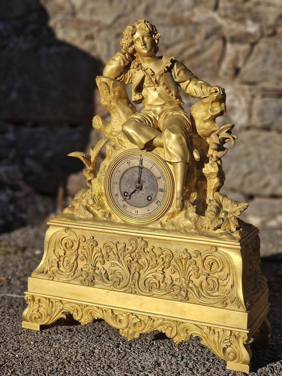 Gilded Bronze Charles X Paul And Virginie Clock In The Louis Philippe Romantic Style-photo-3