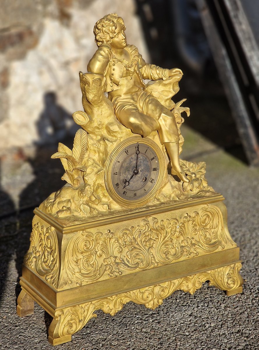 Gilded Bronze Charles X Paul And Virginie Clock In The Louis Philippe Romantic Style-photo-4