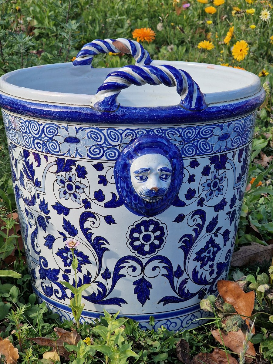 Large Orange-tree Planter Made Of Nevers Earthenware, 19th Century, By Antoine Montagnon-photo-4