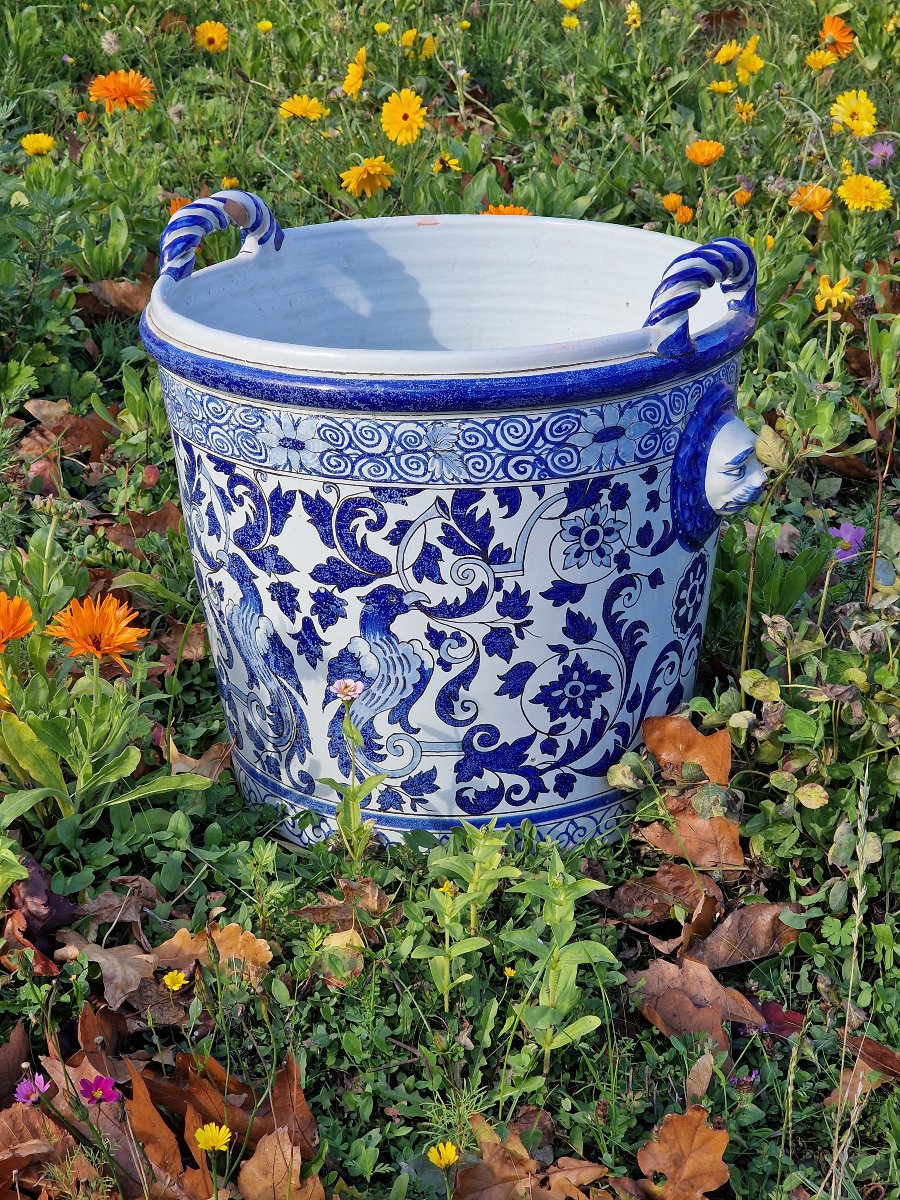 Large Orange-tree Planter Made Of Nevers Earthenware, 19th Century, By Antoine Montagnon-photo-1