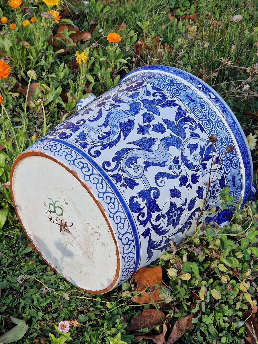 Large Orange-tree Planter Made Of Nevers Earthenware, 19th Century, By Antoine Montagnon-photo-2