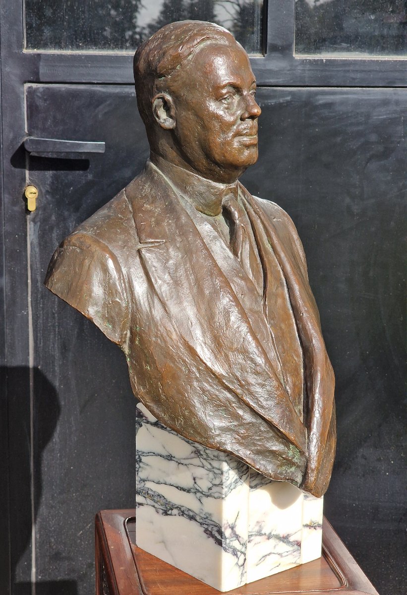 Statue buste en bronze Harold Sidney Harmsworth par Emile Oscar Guillaume Leblanc Barbedienne-photo-3