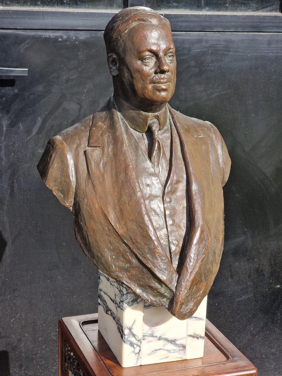 Statue buste en bronze Harold Sidney Harmsworth par Emile Oscar Guillaume Leblanc Barbedienne
