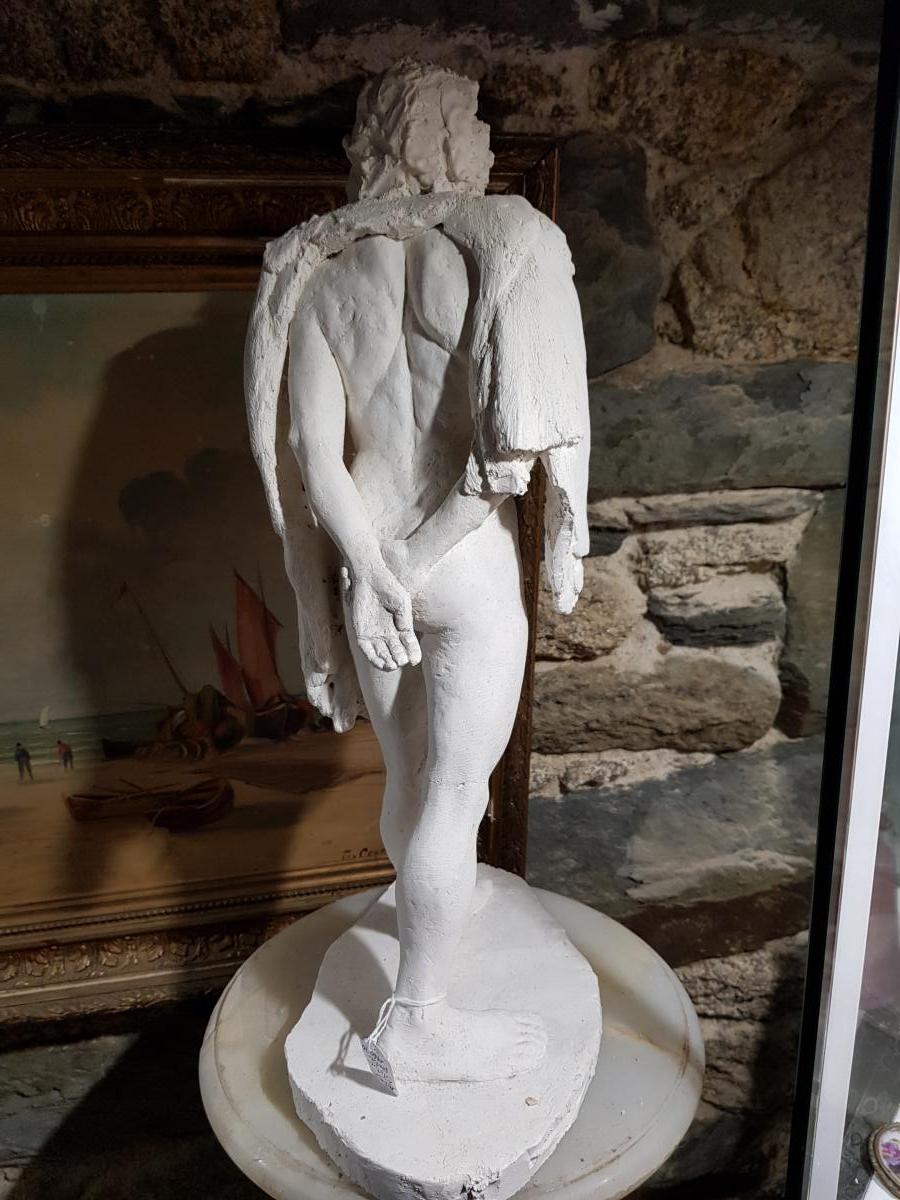 Large Plaster Study Representative A Nude Man Walking-photo-4