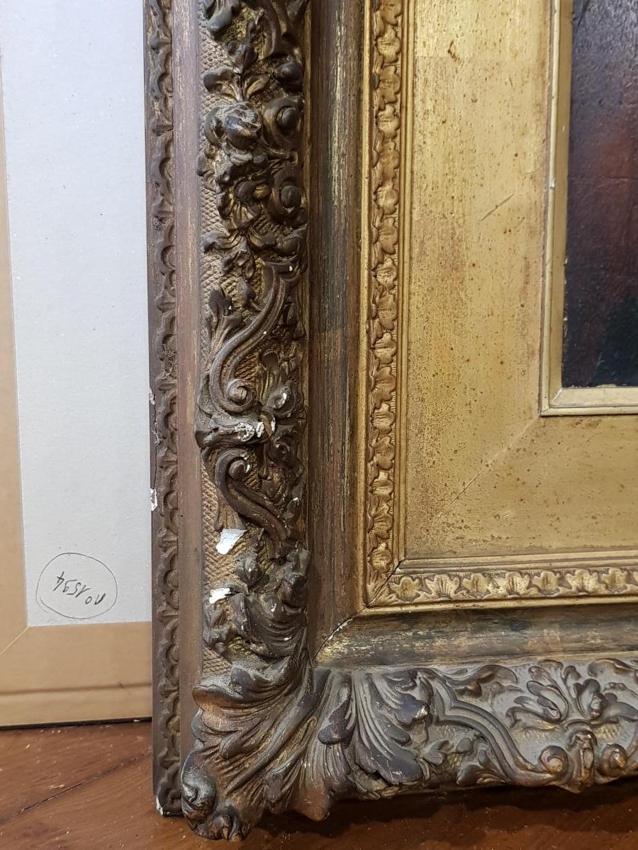 Table Portrait Of Mayor Signed V.geo And Dated 1891 In Its Golden Frame-photo-5