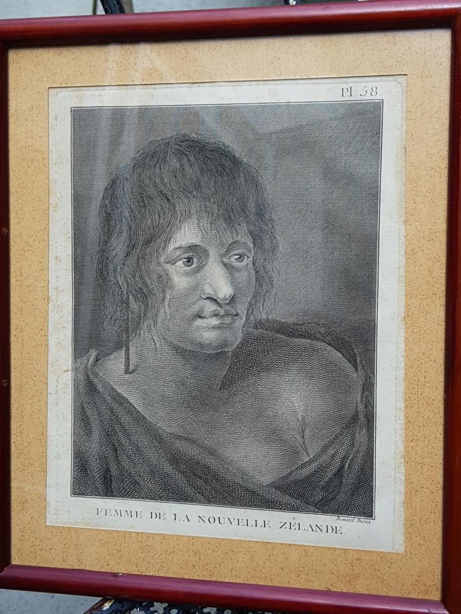 Paire De Gravures Au Burin Homme Et Femme De Nouvelle Zélande Fin 18ème De Bénard Direx-photo-2