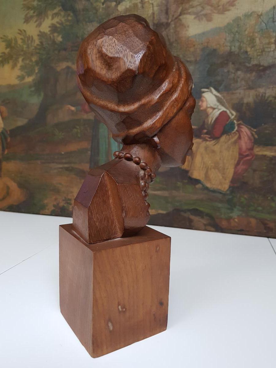 Africanist Sculpture Circa 1920-1930 Carved Mahogany Signed Ramos-photo-1