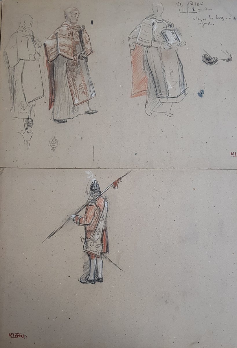 17 Dessins Préparatoires Auguste Lepère Pour La Procession Fête Dieu Nantes 1901-photo-4