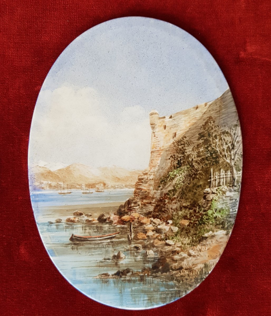 4 Views Of Cannes, Antibes, Poggio & San Remo Ceramic Plates Adélaide Anne Godfrey (1827-1915)-photo-4