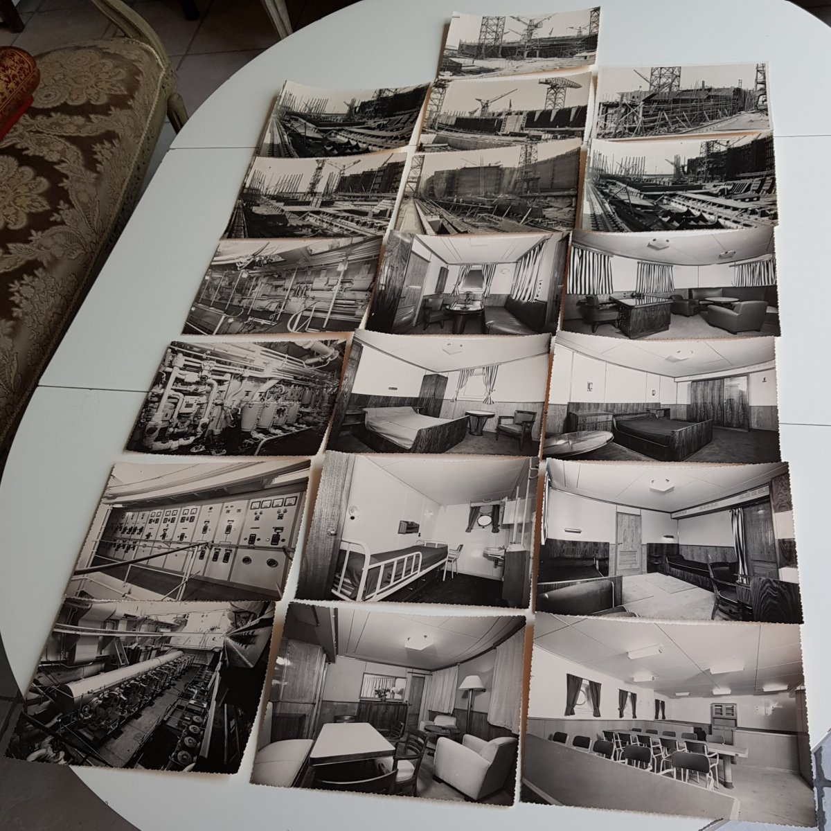 Lot Of 19 Photographs Prints Cargo Anjou 1955 Penhoët Saint Nazaire Shipyard-photo-3