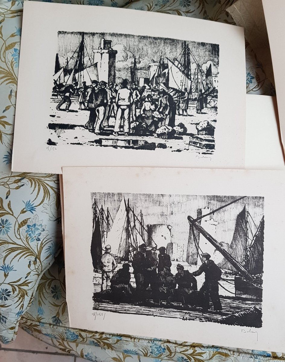 Series Of Eight Lithographs From La Rochelle By Gaston Balande Touzeau Editions-photo-4