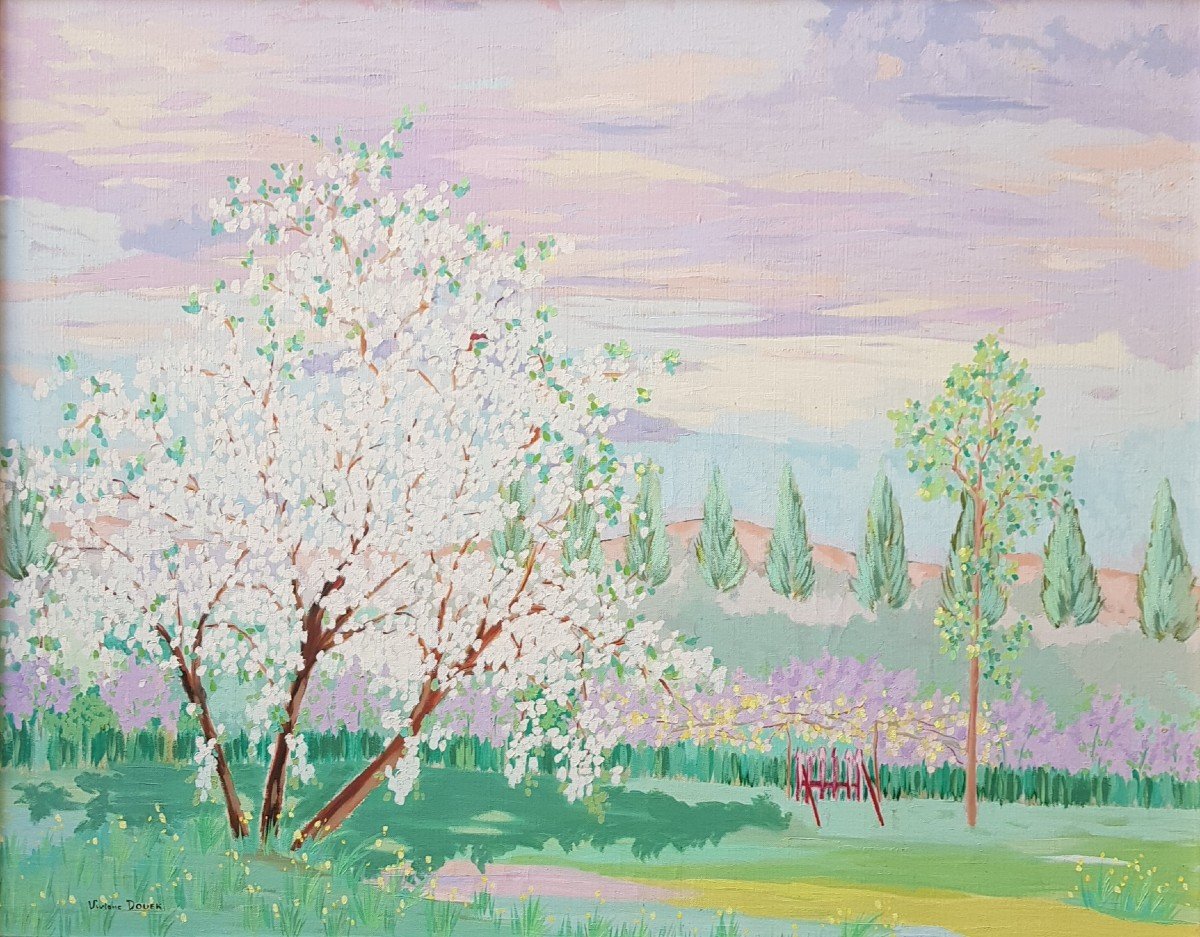 Large Table Apple Trees In Bloom In Normandy By Viviane Douek Pont l'Evêque-photo-2