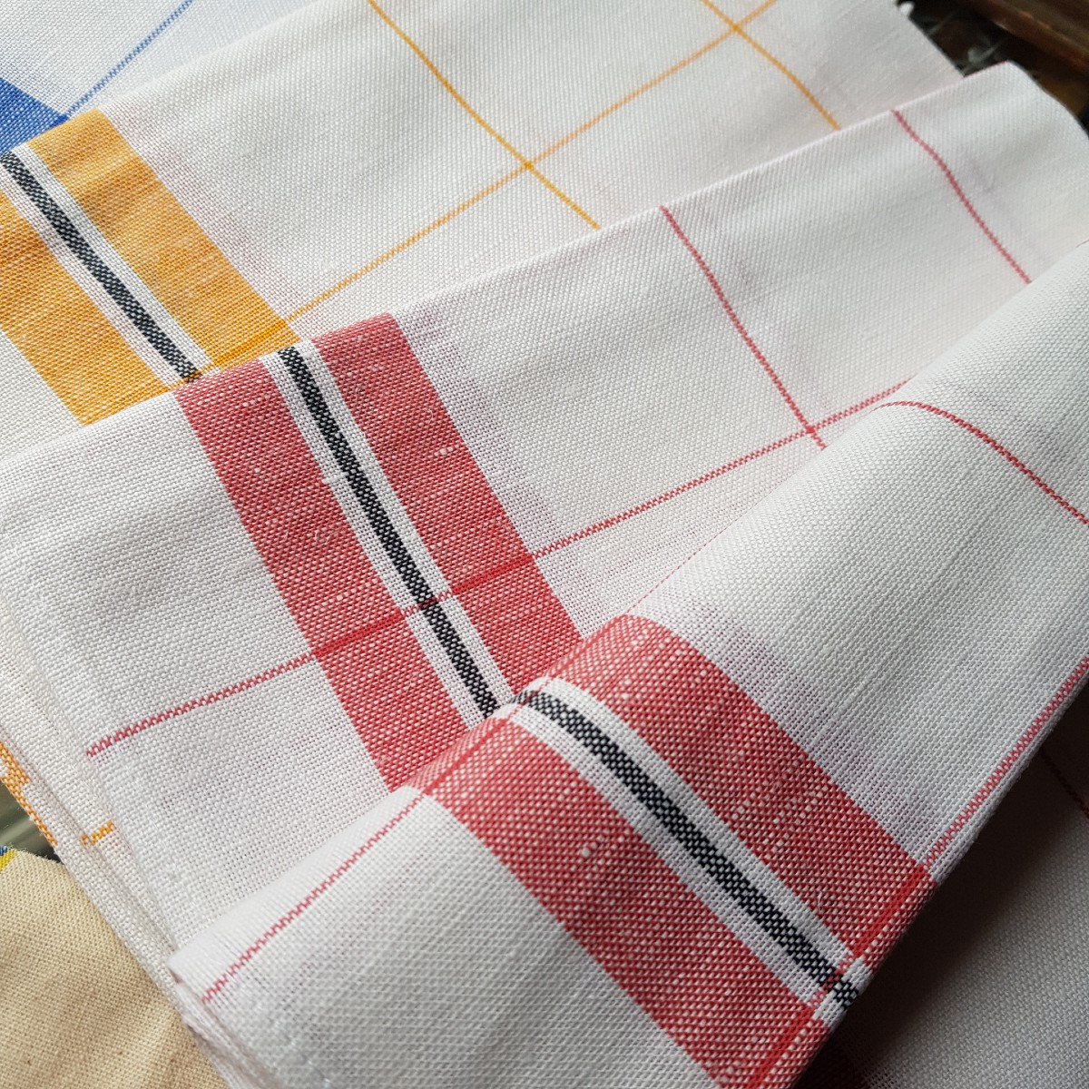 Set Of 11 Tea Towels And Large Handmade Metis Linen And Cotton Cloth From Old Stock Store 4-photo-3