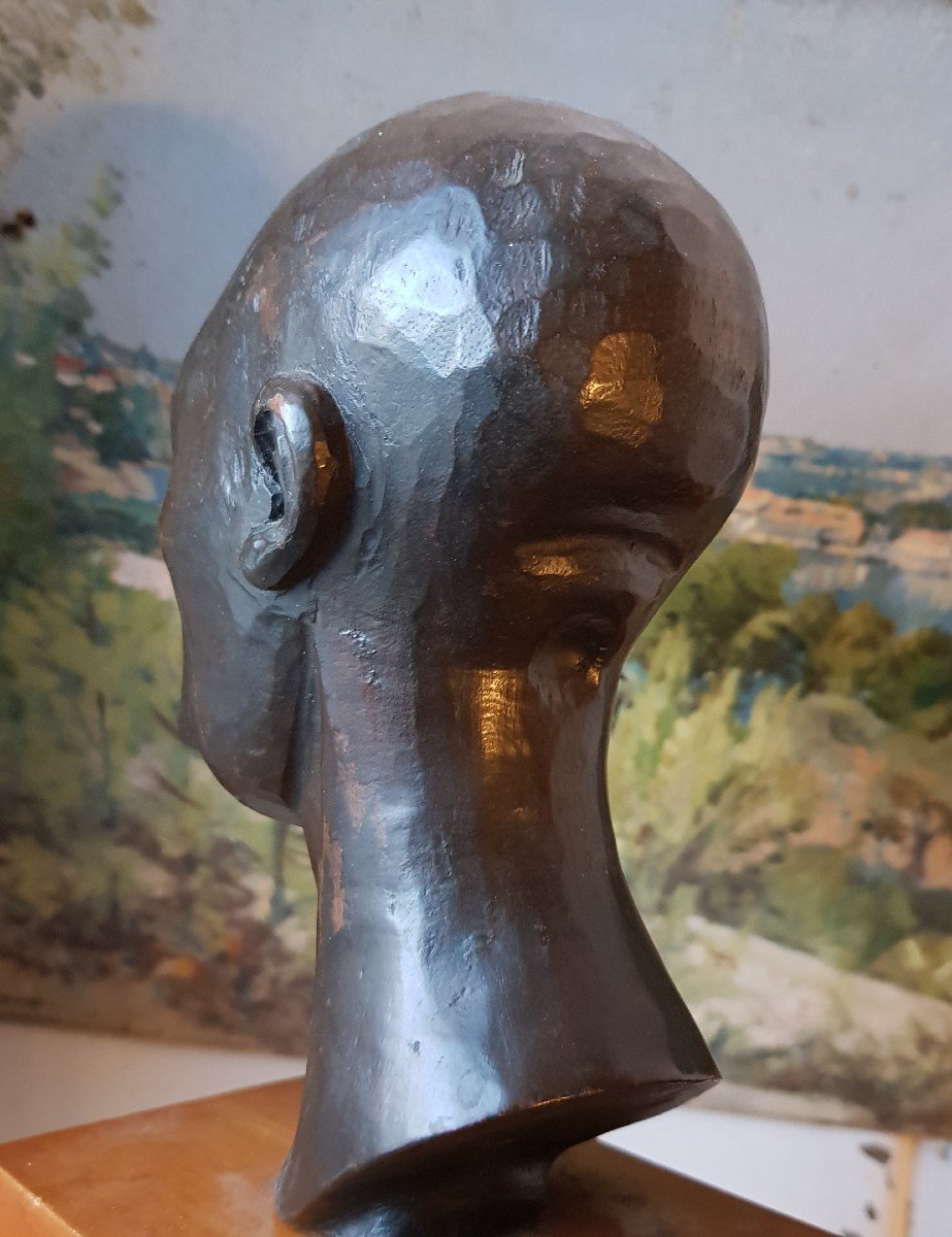 Sculpture En Buste d'Homme Noir Tye Africain Cuba-photo-2