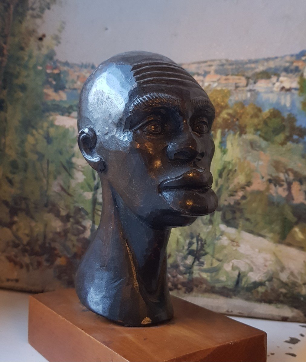 Black African Tye Man Bust Sculpture Cuba-photo-4