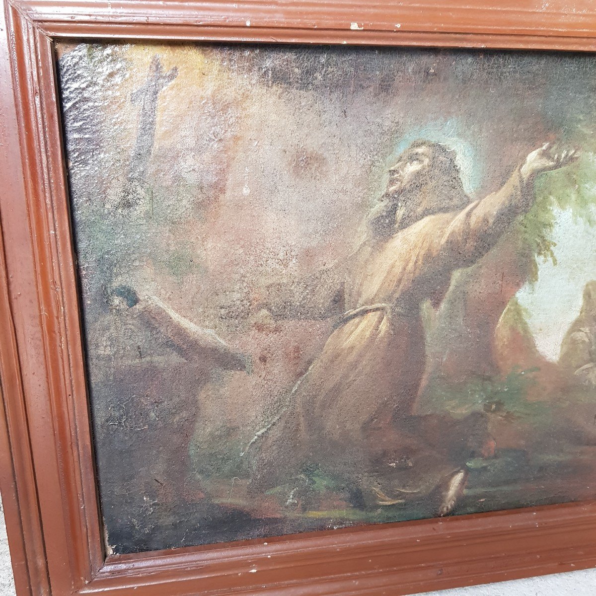 17th / 18th Oil On Canvas Table To Restore Saint Francis Assisi In Ecstasy-photo-3