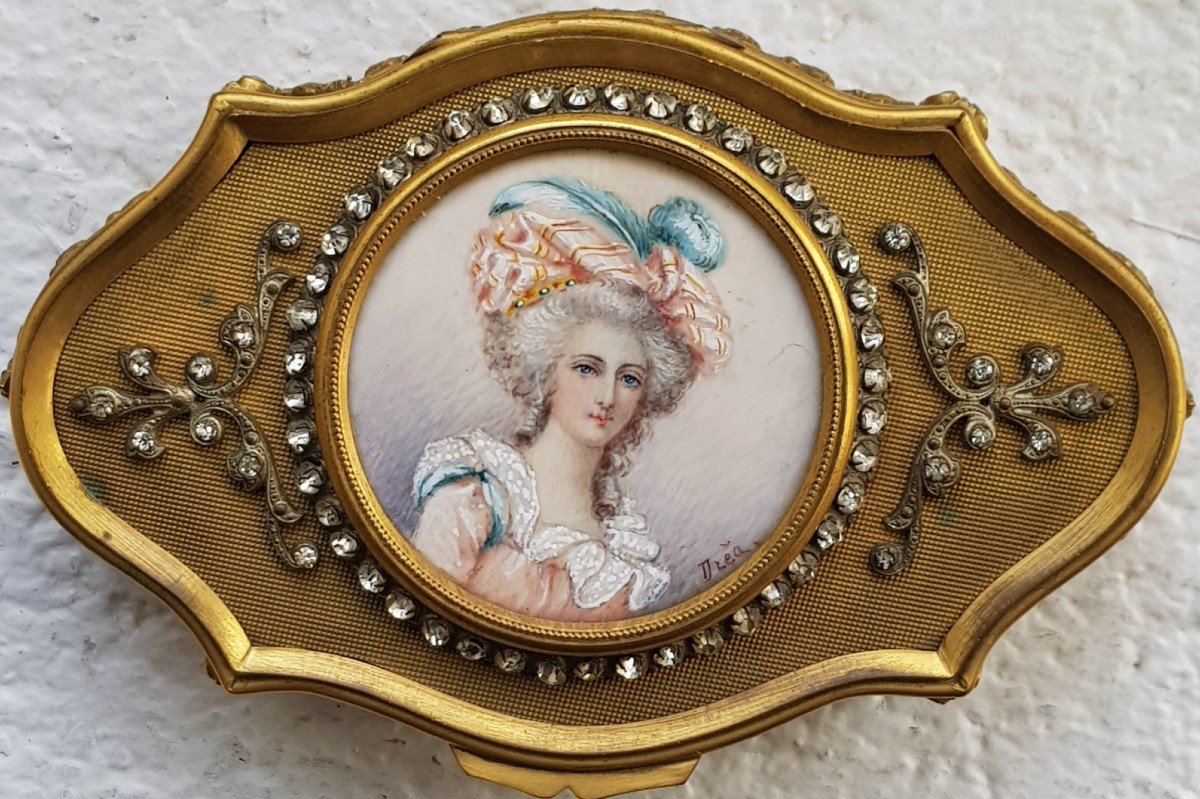 Jewelry Box Gilt Bronze And Miniature On Ivory Madame Élisabeth-photo-2