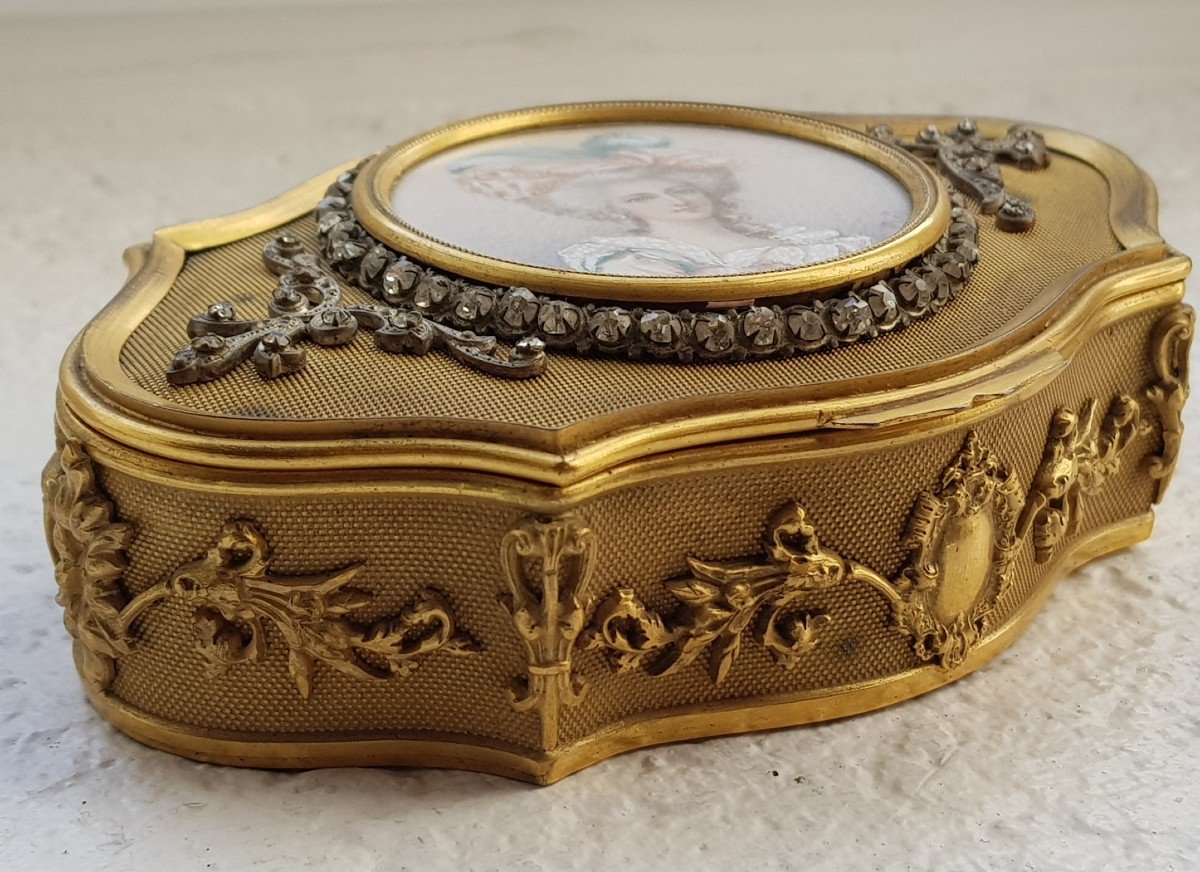 Jewelry Box Gilt Bronze And Miniature On Ivory Madame Élisabeth-photo-3