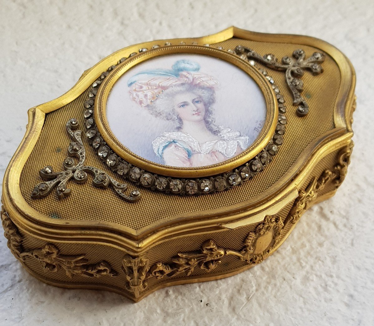 Jewelry Box Gilt Bronze And Miniature On Ivory Madame Élisabeth