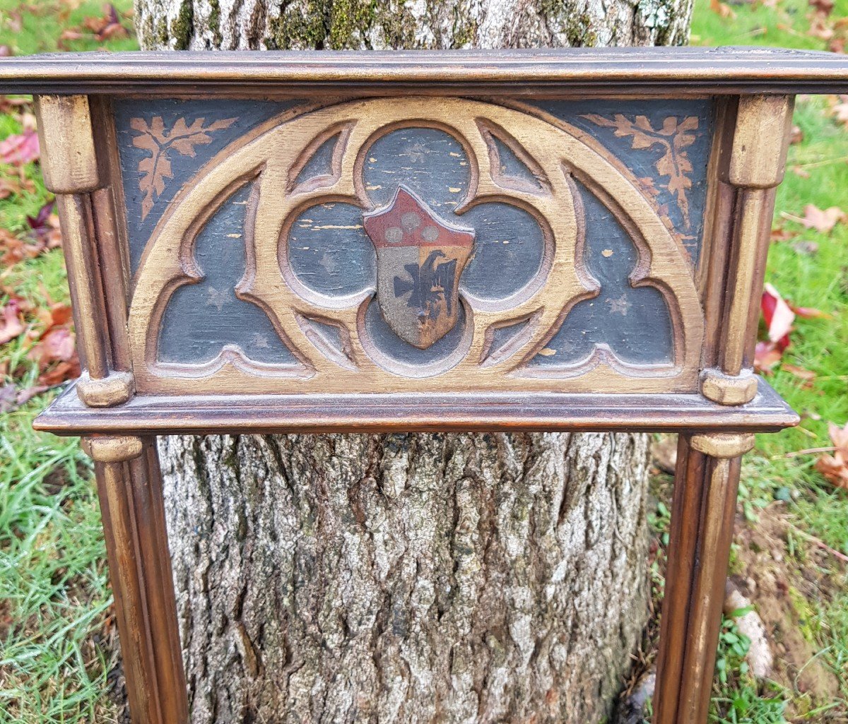 Gothic Frame In Golden Wood Italy With Rosettes And Coat Of Arms Tabernacle-photo-2