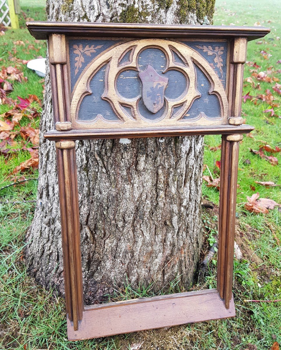 Gothic Frame In Golden Wood Italy With Rosettes And Coat Of Arms Tabernacle-photo-3