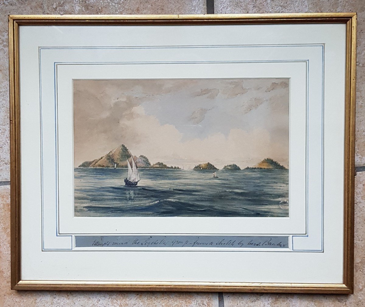 Watercolor Sailboats Approaching The Seychelles Round  Group Of Islands By Mrs Barker-photo-2