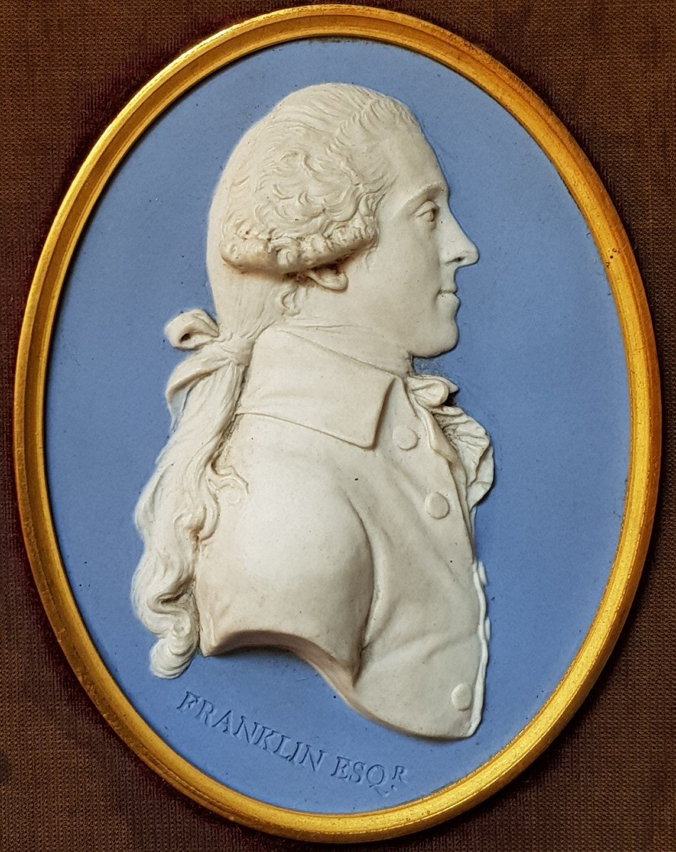 Portrait En Médaillon De William Temple Franklin (1760-1823) Par Josiah Wedgwood En Camée 1783 