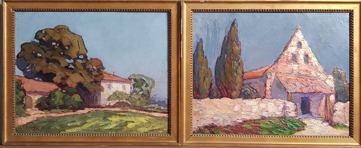 Pair Of Paintings By Pierre Molinier (1900-1976) Landscapes Of The Lot Et Garonne Agen Bordeaux-photo-4