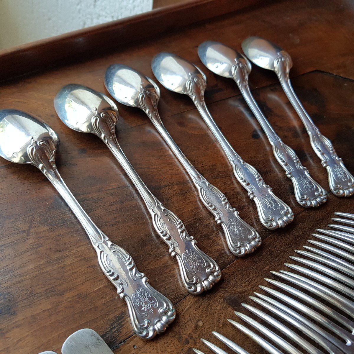 Carl Klinkosch Silver Austro Hungarian Dessert Service Knives Forks Spoons-photo-4