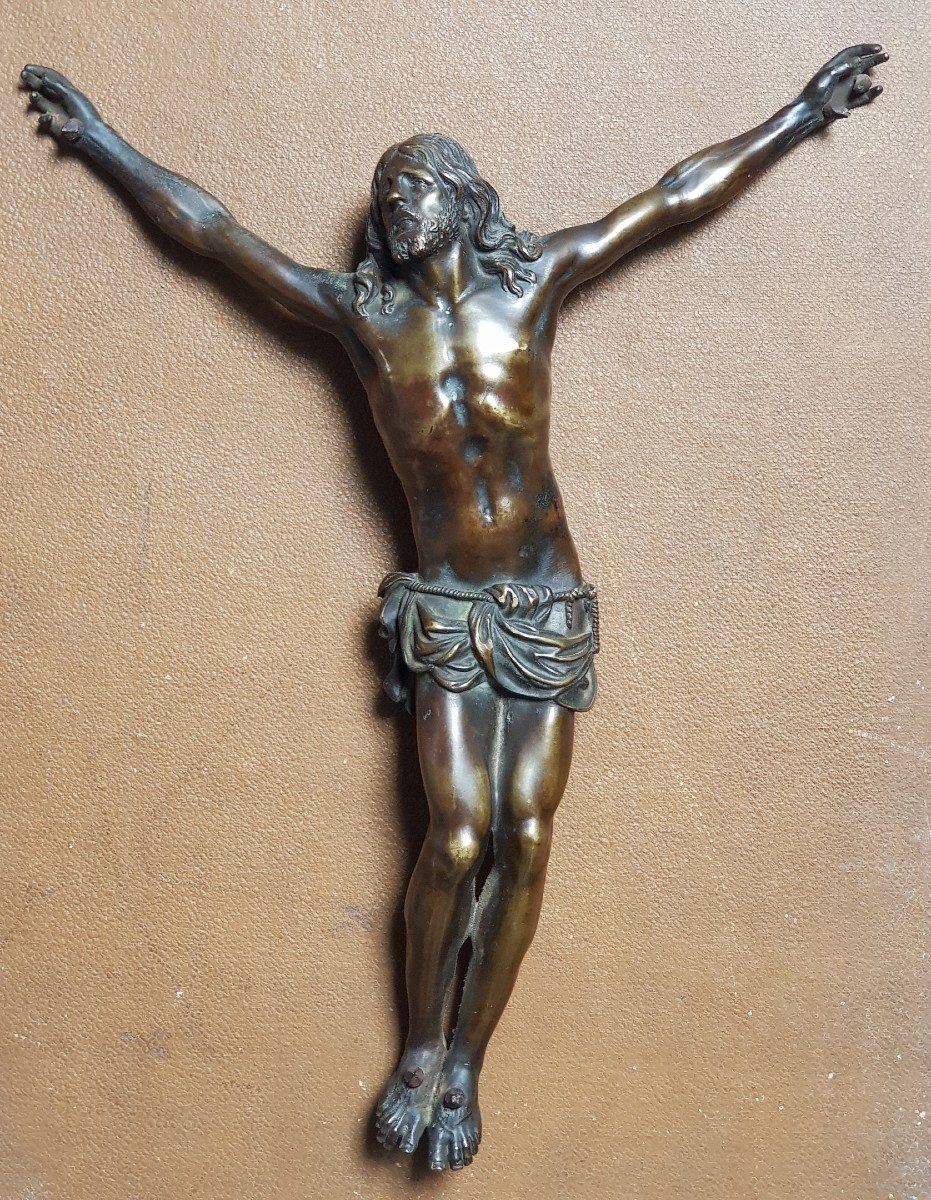 Large Living Christi Corpus Of Crucifix In Bronze 18th
