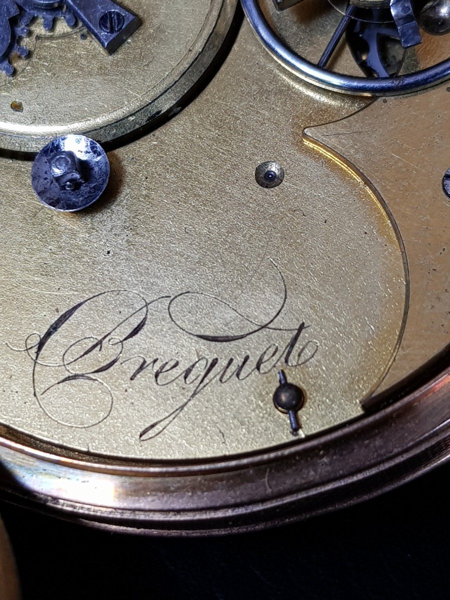 Breguet Pocket Watch With Quantiemes Gousset Solid Gold With Its Watch Chain-photo-7