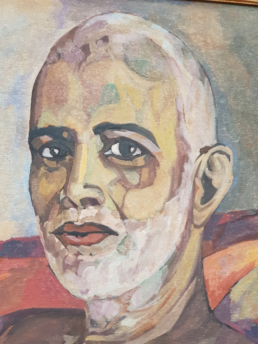 Tableau Représentant Le Guru  Indien Bhagavan Sri Ramana Maharshi Par Alice Pasco -photo-1