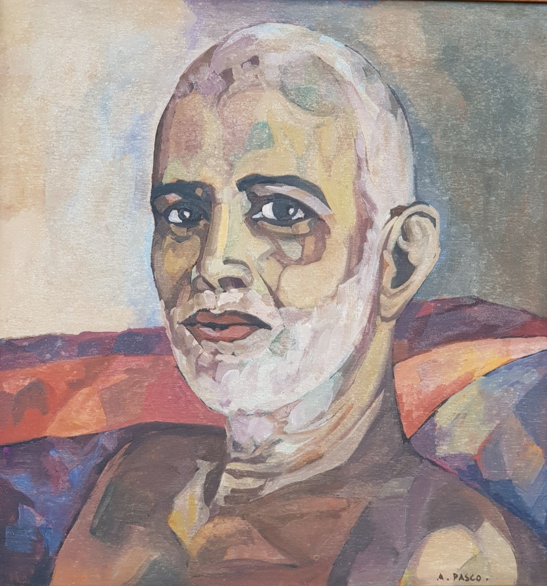 Tableau Représentant Le Guru  Indien Bhagavan Sri Ramana Maharshi Par Alice Pasco 