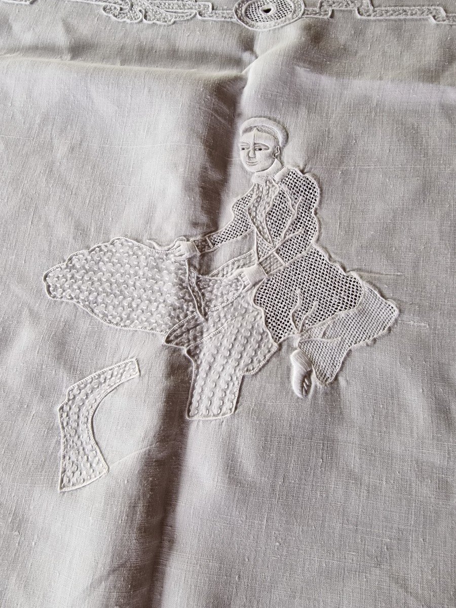 Service De Table broderie Chine Ou Vietnam Avec Nappe Et Serviettes Décor Métiers-photo-3